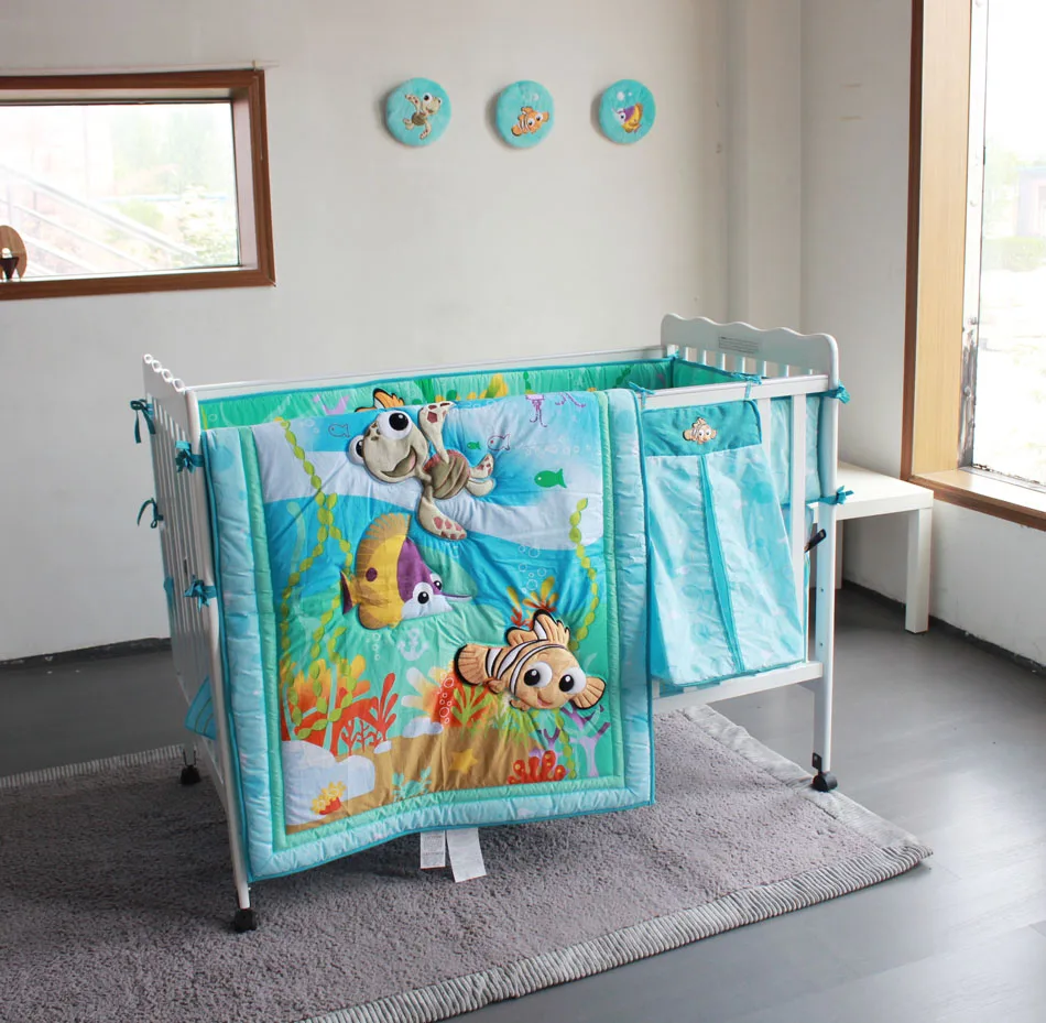 Высококачественный милый комплект постельного белья для детской кроватки, Комплект постельного белья для новорожденной кроватки с рисунком из мультфильма, одеяло, бамперы, простыня для детской кровати