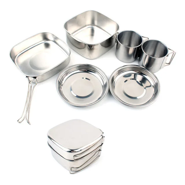 6 шт./компл. корейский Пикник портативный набор горшок складной набор сковорода, посуда для готовки кухонные аксессуары
