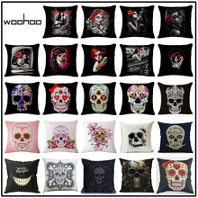

2018 Lovely Suger Skull Cushion Cover 45*45cm Linen Female Undead Pillowcase Decorative Seat Cushions For Living Room Bed Room
