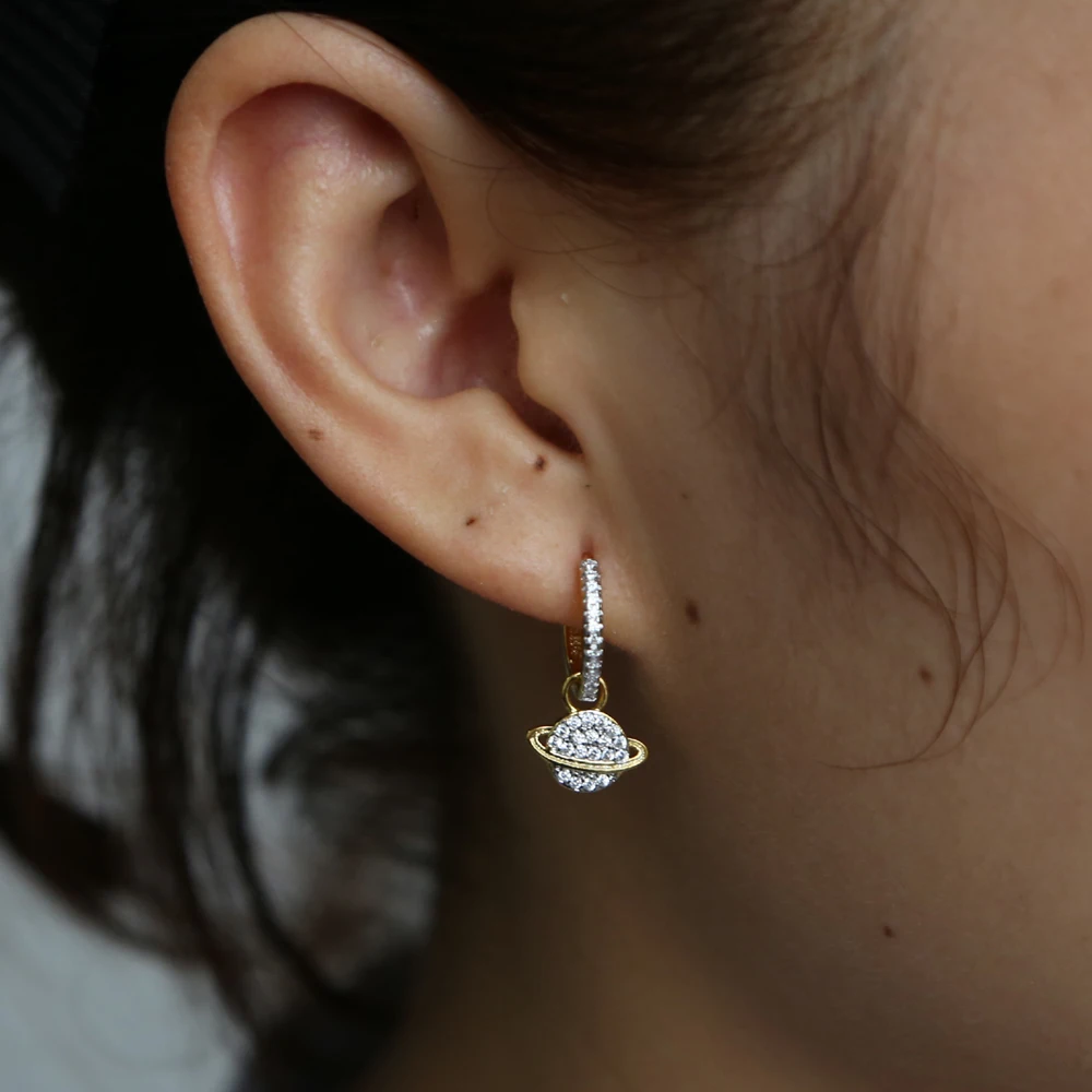 2018 New Luxury Ear charm Earrings For Women Round With Cubic Zircon Earings dangle cz earth Earrings Wedding Jewelry Gift