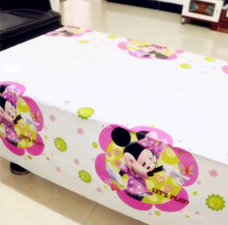 Dessin Anime Minnie Souris Theme Pe Nappe Pour Enfants Joyeux Anniversaire Fete Decoration Nappe Evenement Fete Fournitures 180 108 Cm Aliexpress