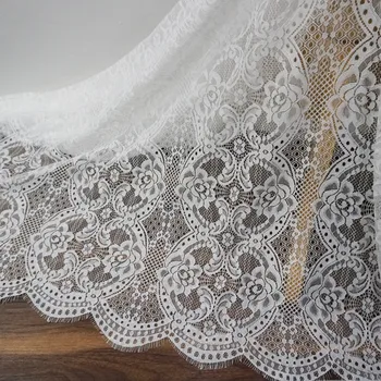 

Unique eyelash women gowns garment lace tissues Off white, black 1 piece=3 meters! Wedding dress sewing lace material nice!