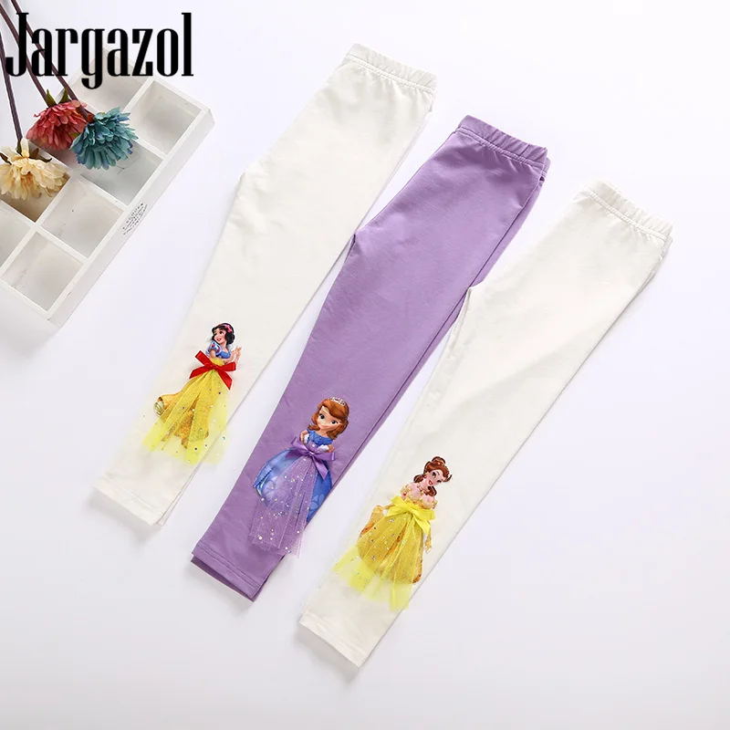 

Girls Icing Pants Kid Autumn Leggings Cartoon Princess Elsa Sofia 3D Appliques Girl Toddler Ruffle Pants Vetement Enfant Fille