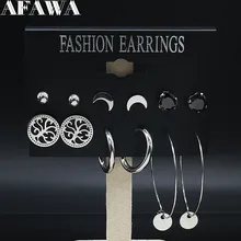 Conjunto de pendientes de acero inoxidable con diseño de árbol de la vida para mujer, aretes, plata, árbol de la vida, 6 pares, 2021, E612822