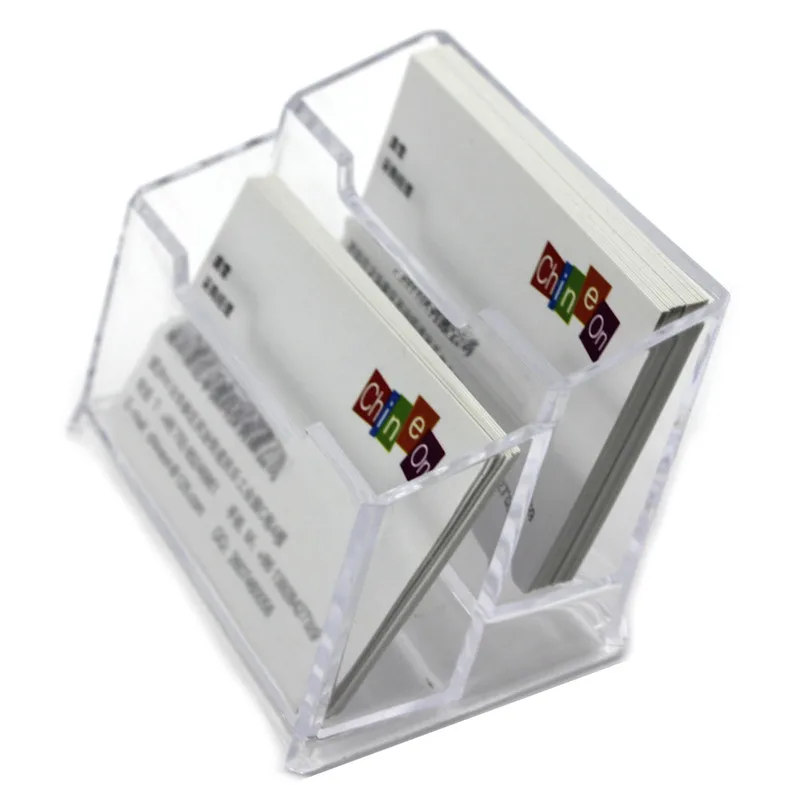 Acrylic Office Equipment Supply 2layers Desk Business Card Holder Stand Display-in Storage Boxes ...