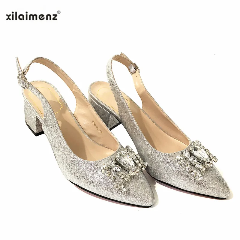 

Silver Color Italian Nigerian Party Shoes Without Bag Set Fashion Wedding Sandals African Shoes Not Matching Bag Set Women Shoes