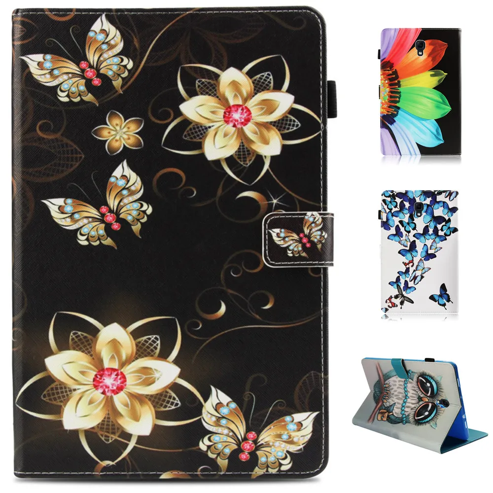 

Color Pattern Tablet Case For Samsung Galaxy Tab A2 10.1 inch 2018 10.1 T595 T590 T580N Smart Cover Cartoon PU Leather