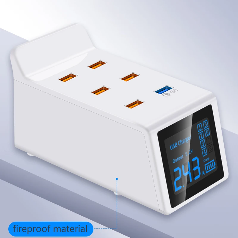 Настольная зарядная станция с несколькими USB портами ЖК дисплей быстрая зарядка 3