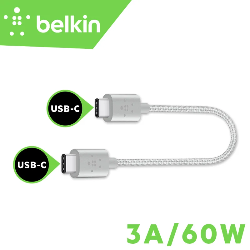 

Belkin Original USB-C to USB-C Short Cable 15cm 60W/3A Type-C Charge Sync for New MacBook Pro with Package Free Shipping F2CU041