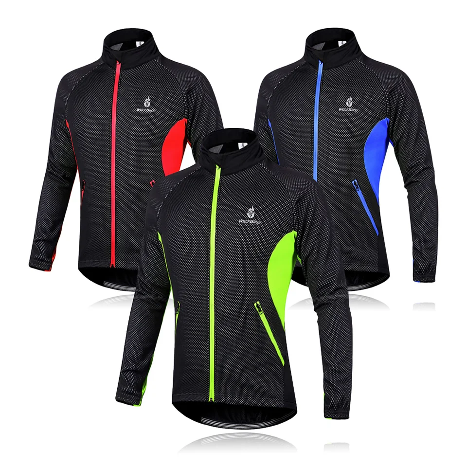 Men Cycling Fleece Clothing Breathable Windproof Cycling Thermal Jacket