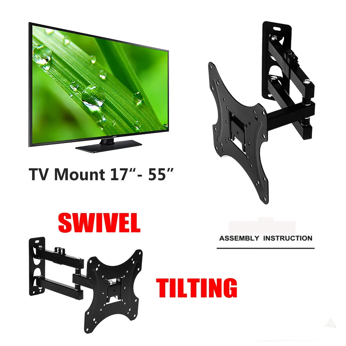 

1Pcs Full Motion TV Wall Mount 180Degree Rotate Bracket Supports 17-55Inch LED LCD Flat Screen Universal Telescopic Rack
