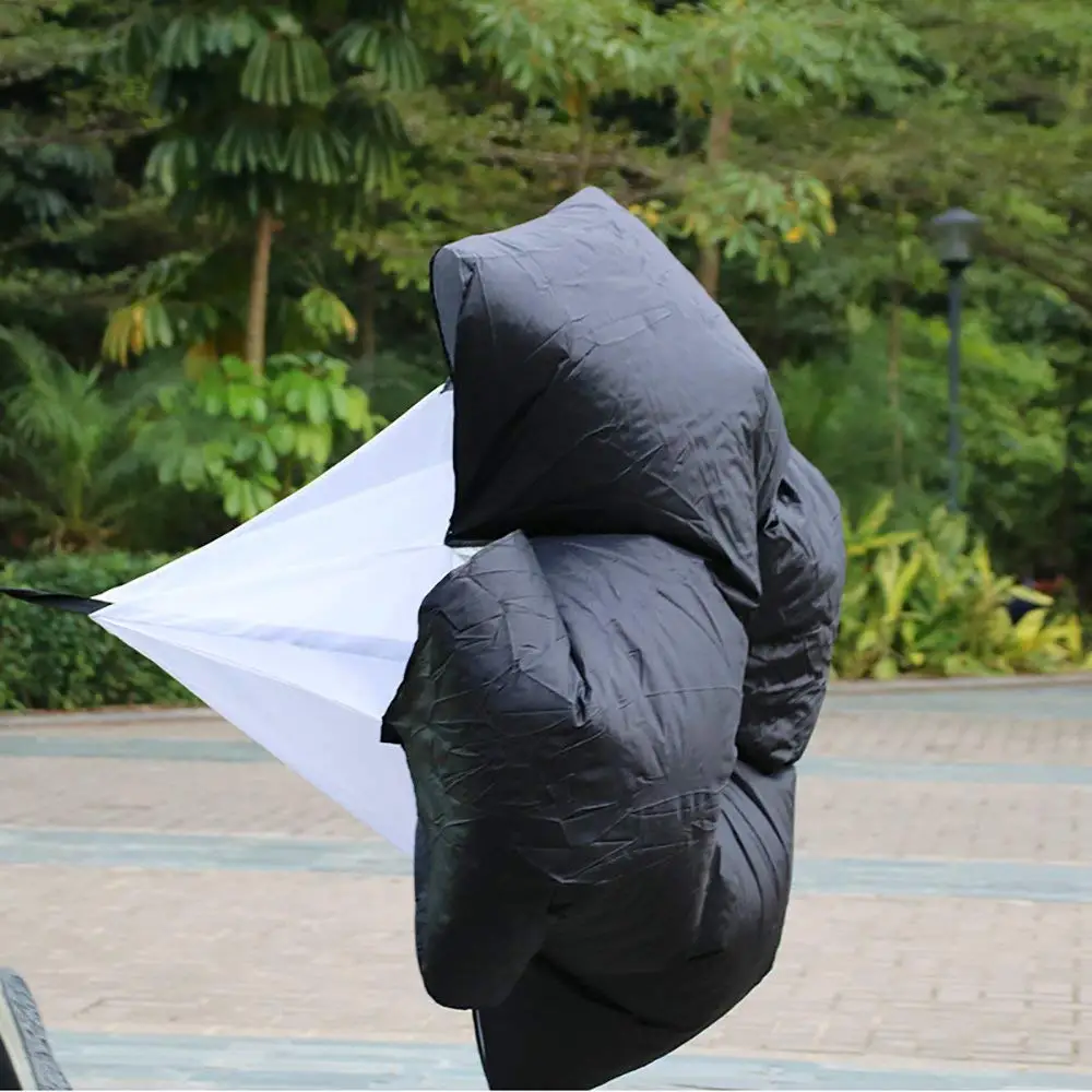 Men Women Speed Resistance Training Parachute Running Chute Soccer Football Training Parachute Umbrella Black 1Pcs 