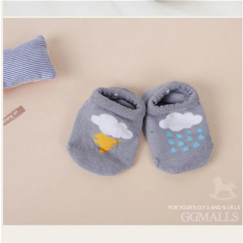 2 пар/лот, весенне-летние Асимметричные Детские Короткие Носки с рисунком облаков и молнии детские Нескользящие хлопковые носки для мальчиков и девочек, повседневные носки - Цвет: gray