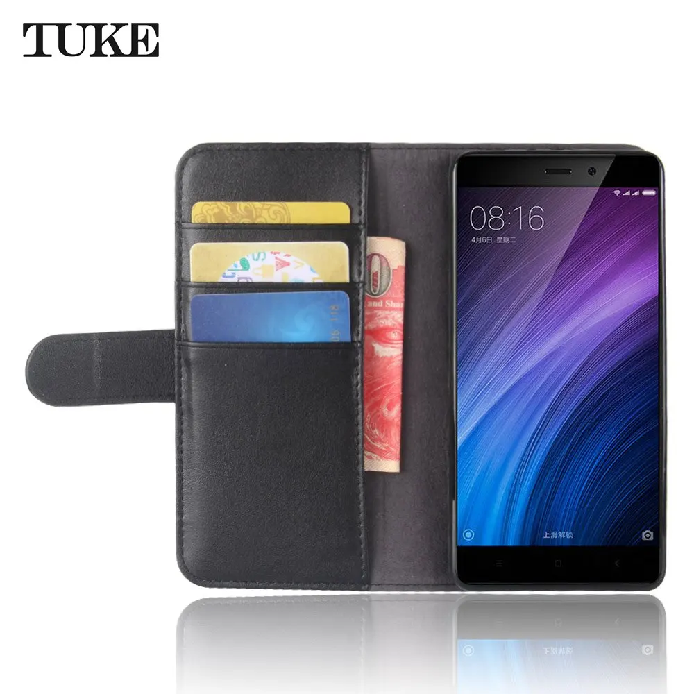 TUKE для Xiaomi Redmi 4 красный mi 4 чехол роскошный чехол из натуральной кожи для Xiaomi Redmi 4 красный mi 4 Защита телефона флип силиконовый чехол