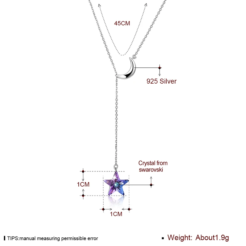 Длинная цепочка с подвеской кристаллом SWAROVSKI серебро 925 пробы|Ожерелья| |