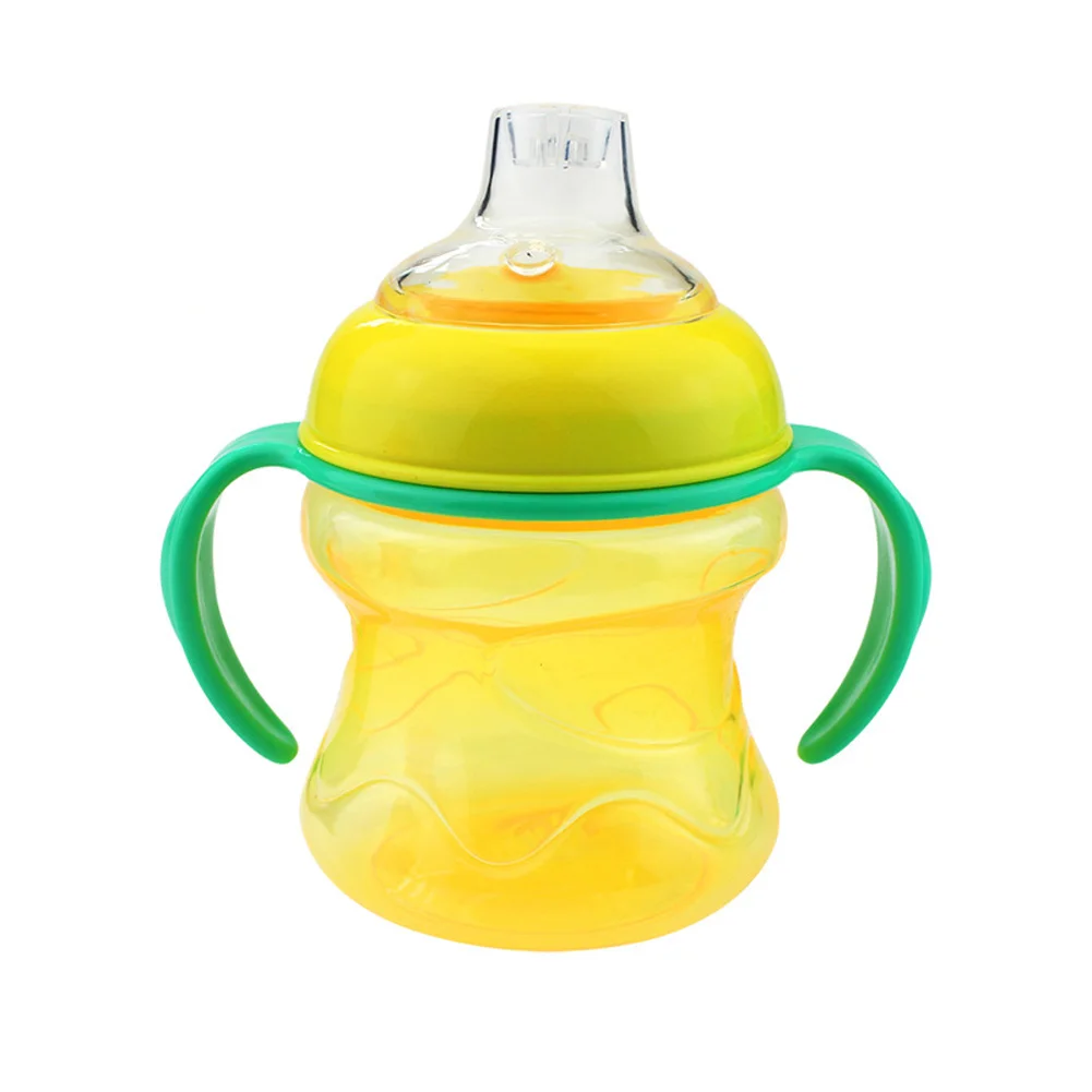 200 мл детская герметичная Питьевая бутылка из силикагеля, тренировочная чашка с ручкой, чашка для молока с утконосом M09 - Цвет: Цвет: желтый
