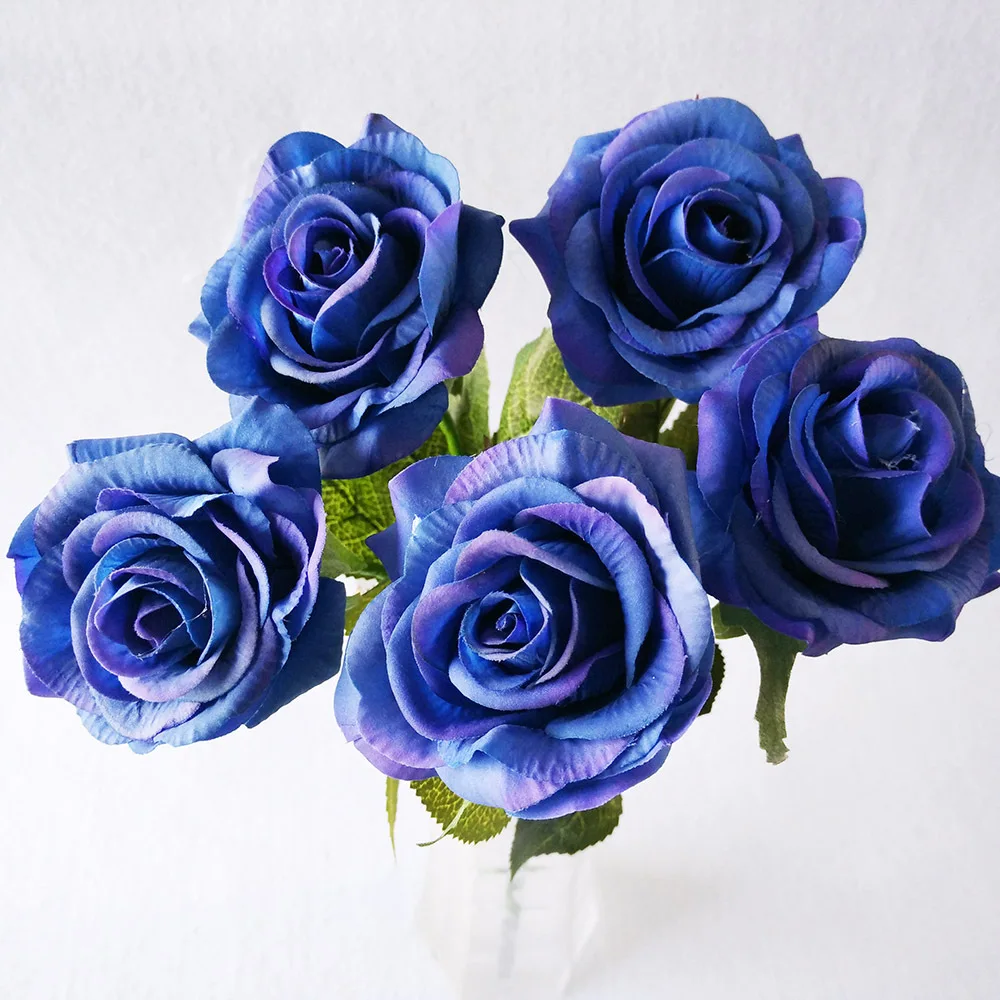 

10pcs/lot Red Blue Rose Floral Latex Real Touch Rose Artificial Silk Flowers for Home Wedding Party Decoration Flower Craft