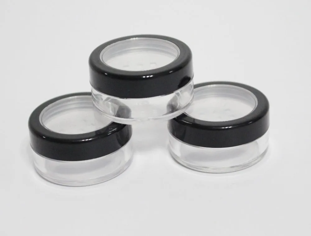 

500pcs 10ml clear jar with sifter with clear window with black rim lid