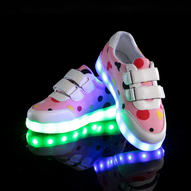 Size 25-35 LED Shoes for Kids Girls Boys USB Charge Glowing Lighted Shoes Kids Shoes with Lights Luminous Sneakers for Children