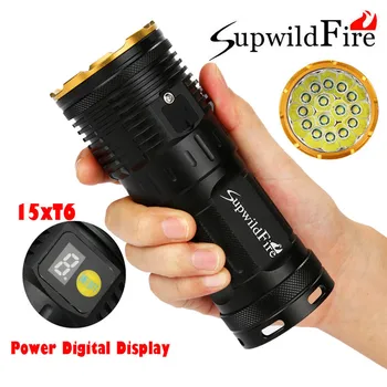 

2018 Supwildfire 50000LM 15 x XM-L T6 LED Power & Mode Digital Display Hunting Flashlight Safety & Survival Z817