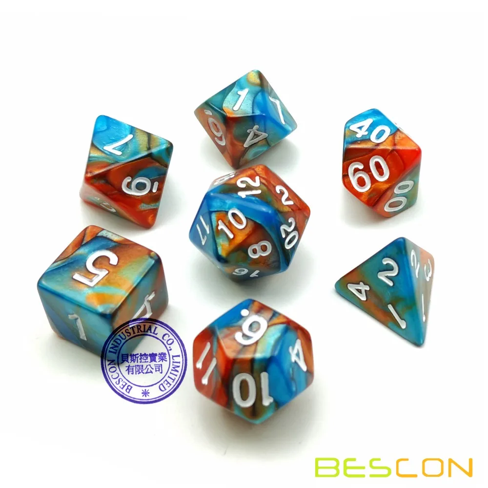 Bescon стиль 6X7 42 шт многогранные кости набор, 6 уникальные блестящие двухцветные Близнецы многогранные 7-Die наборы Подземелья и Драконы DND