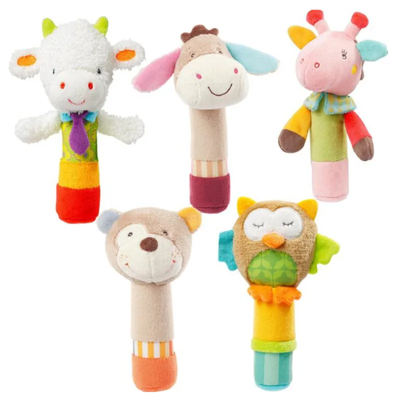 

JJOVCE 5 style Multifunctional Baby Kid Toy Musical Plush animal baby Ring Bell BB Plush Rattle toy 20% off