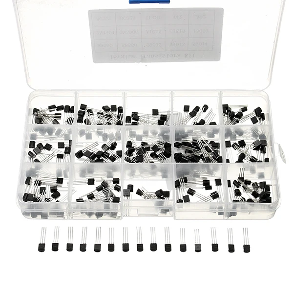 

300Pcs/Set 15 Values Transistor Assorted Kit TO-92 S9012 S9013 S9014 S8050 S8550 2N3904 2N3906 BC327 Transistors Box Pack