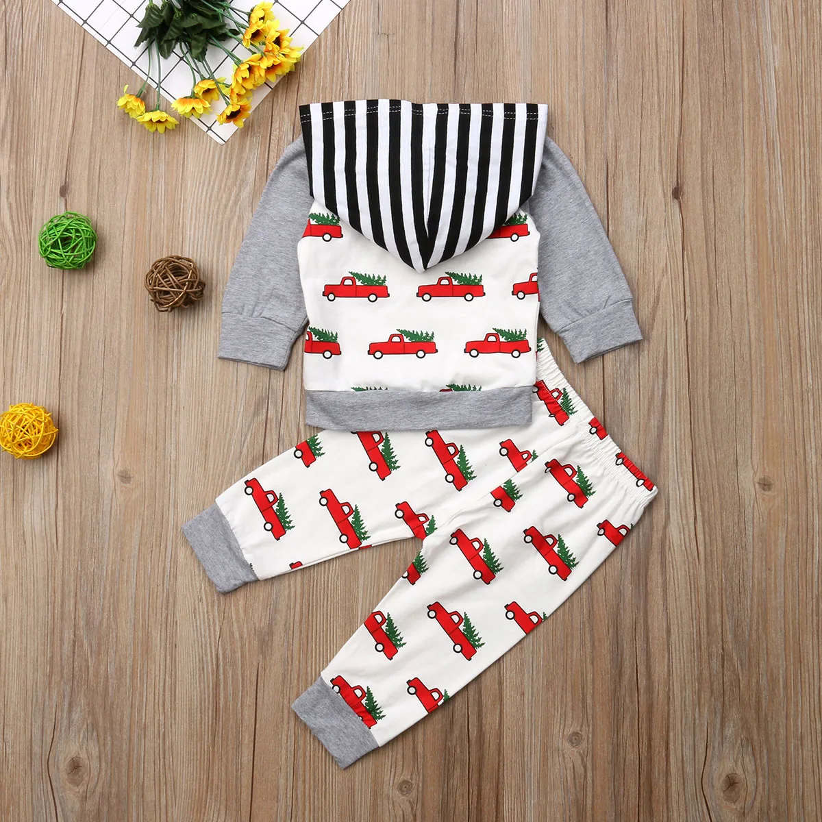 Г., бренд Multitrust, топы с капюшоном и рисунком рождественской елки для новорожденных мальчиков и девочек, штаны осенняя одежда с машинками