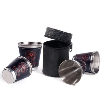 

4pcs/lot 70ml Outdoor Camping Tableware Travel Cups Set Camping Hiking Tableware Stainless Steel Cup Wine Beer Cup Whiskey Mugs