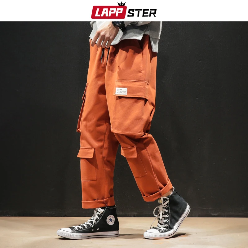 

LAPPSTER Men Streetwear Harem Pants 2019 Overalls Mens Joggers Baggy Cargo Pants Pockets Casual Korean Style Wide Leg Sweatpants