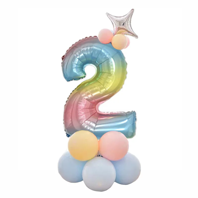 Воздушные шары на день рождения, макароны, конфеты, фольгированные шары с цифрами для детей 1, 2, 3, 4, 5, 6, 7, 8, 9 лет, праздничные украшения для дня рождения, Детские воздушные шары - Цвет: Macarons 2