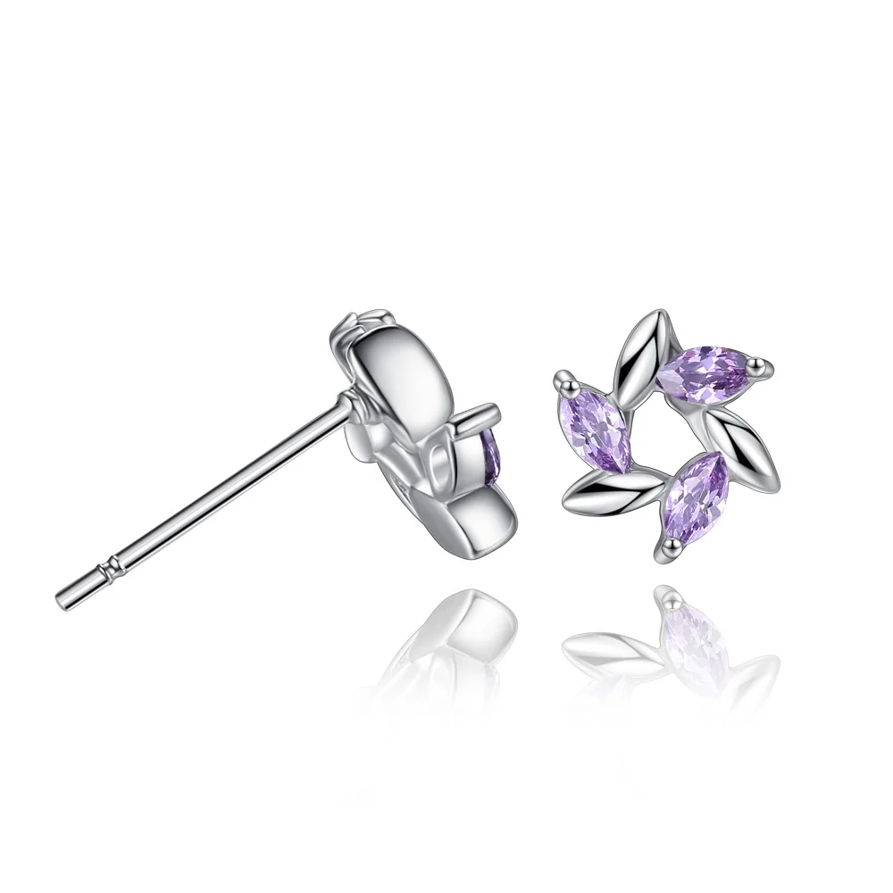 

Fashion Purple Shining Crystal Zircon Windmill Stub Earring For Women Summer Wedding Earrings Ear Jewelry E304