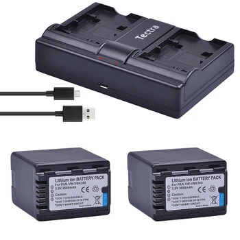 

Tectra 2PCS VW-VBK360 VBK360 Li-ion Camera Battery + USB Dual Channel Charger for Panasonic HDC-TM40 HDC-TM41 HDC-TM55 HDC-TM60