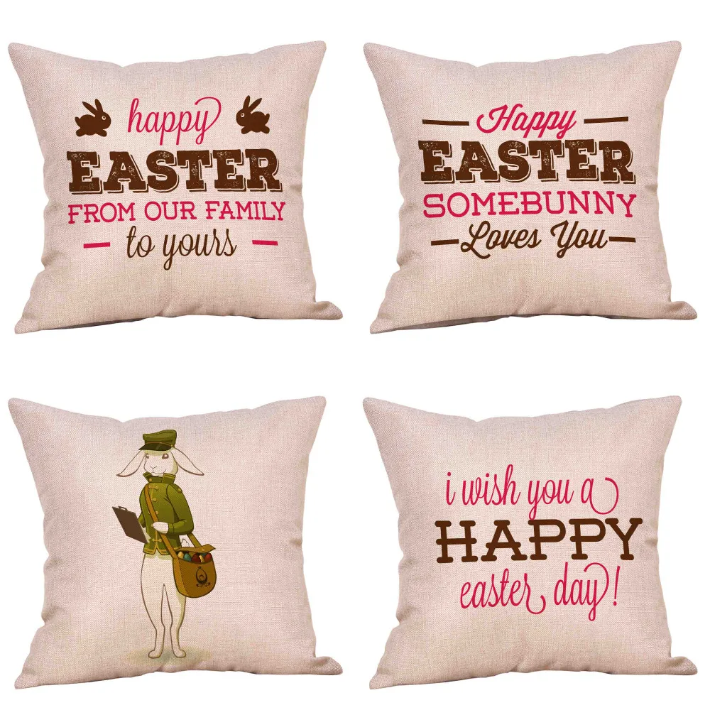 

HAPPY EASTER Cartoon rabbit Pillow Cover for Seating bed Sofa Cushion Living Room Decor Commemorating Jesus Christ Pillow