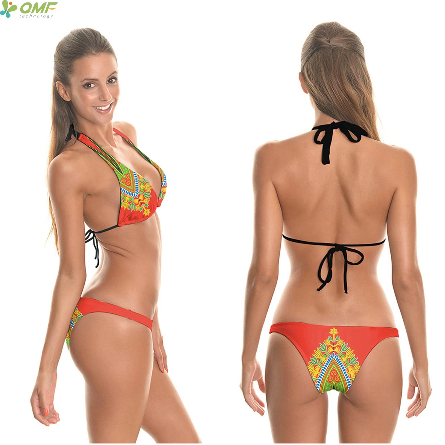 red orange bathing suit
