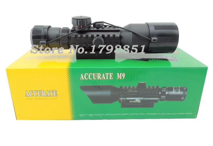

Free Shipping 3-10X42E M9C Mil-Dot Hunting Shooting Riflescope / Military Airsoft Air Gun Rifle Scope With Red Laser Sight