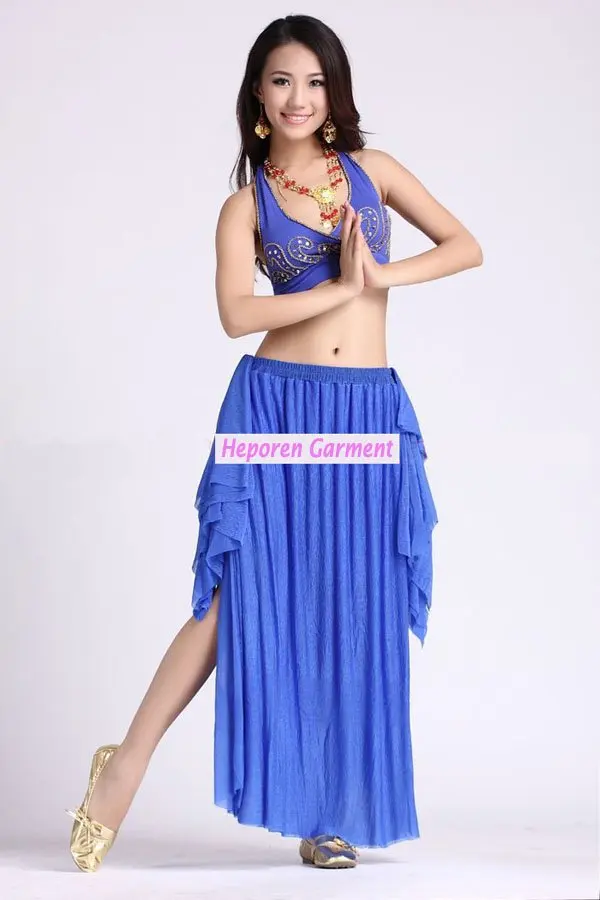 Free Shipping Belly Dance Wear Set 2pcs Top&Skirt With Many Colors,Belly Dancing Costume Fancy