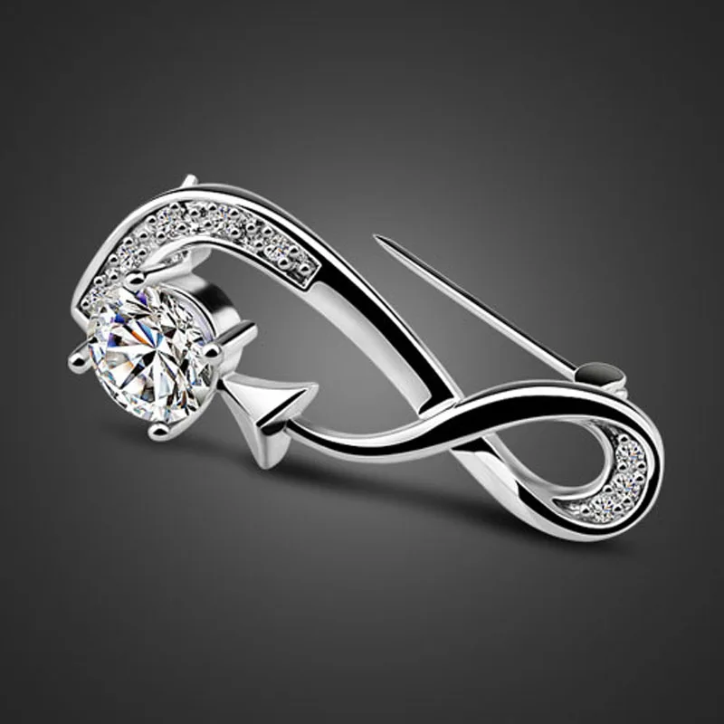 Женская Брошь из серебра 925 пробы с цирконами|silver brooch|925 sterling silver broochsterling brooch |