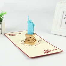 10 шт./лот) Киригами, оригами на заказ кубическая Статуя Свободы поздравительный подарок на день рождения карты 3D всплывающие визитки