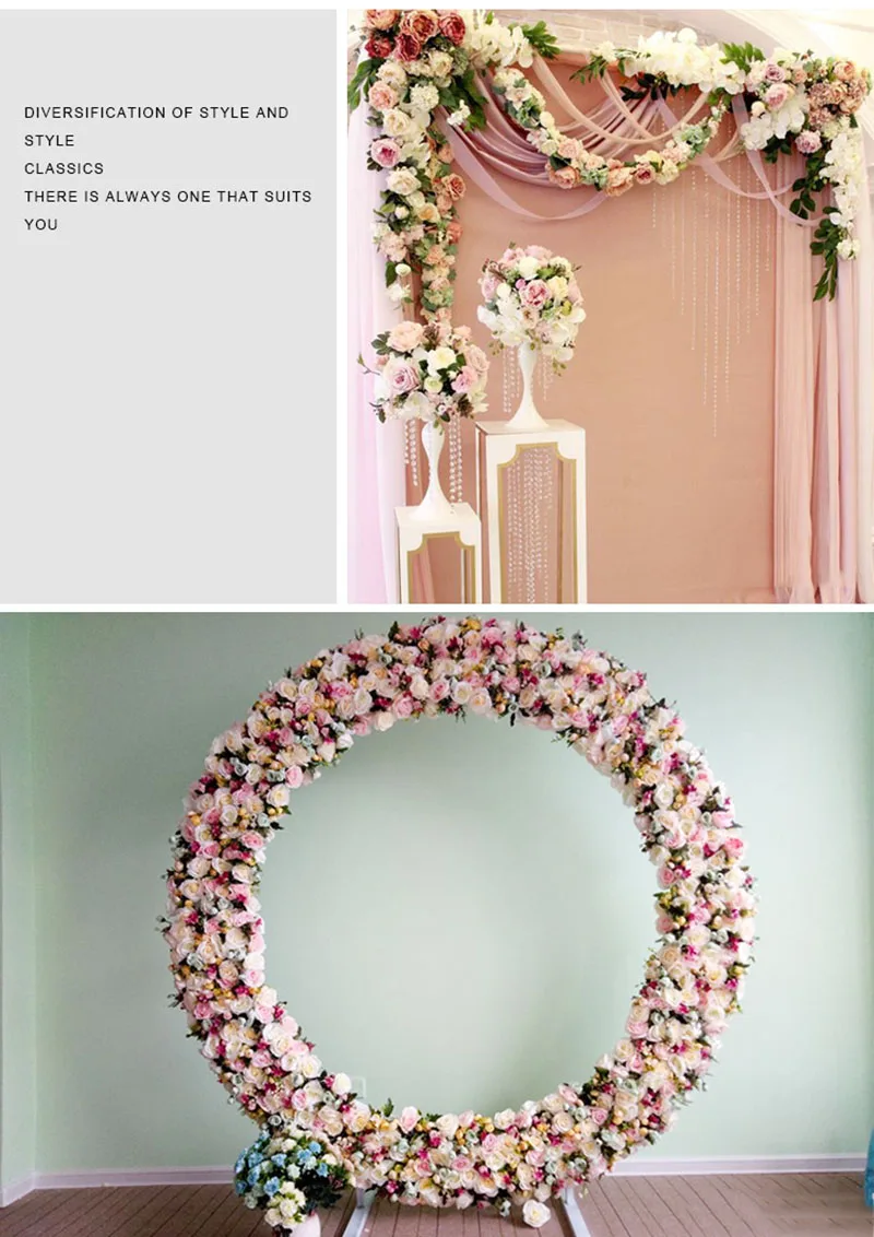 Flone 100cm high quality Rose Artificial Silk Flower Row For Wedding Arch Background wall stage party props Decoration Flower Accessories  (15)