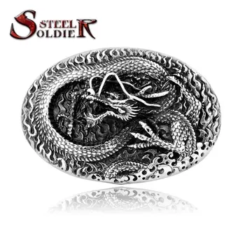 

steel soldier drop shipping & Wholesale chinese style men 3D vintage dragon belt buckle punk jewelry men accessories