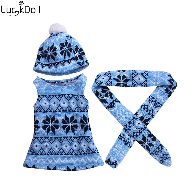 LUCKDOLL повседневный костюм из трех предметов подходит 18 дюймов Американский 43 см детская кукла одежда аксессуары, игрушки для девочек, поколение, рождественский подарок