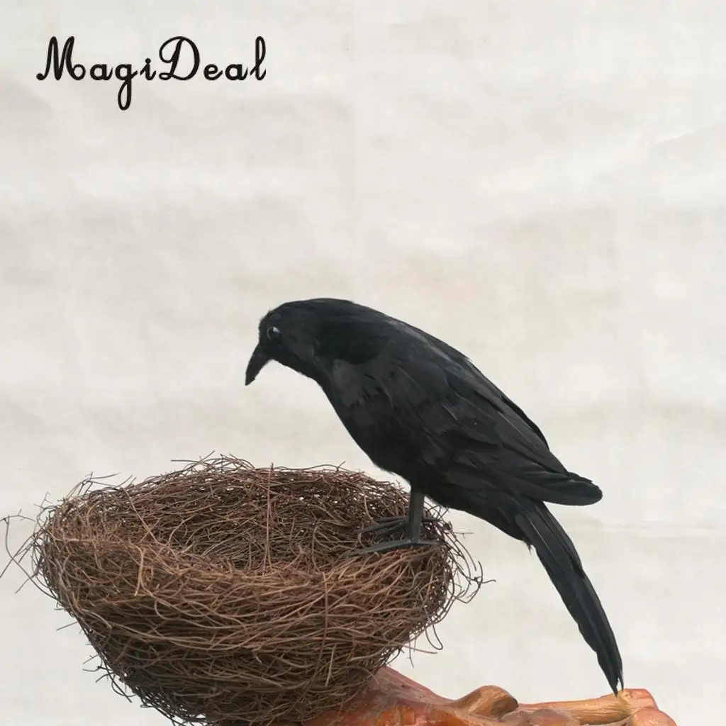   2pc/set Lifelike Raven Magpie Birds for Garden Halloween Wedding Yard Decoration