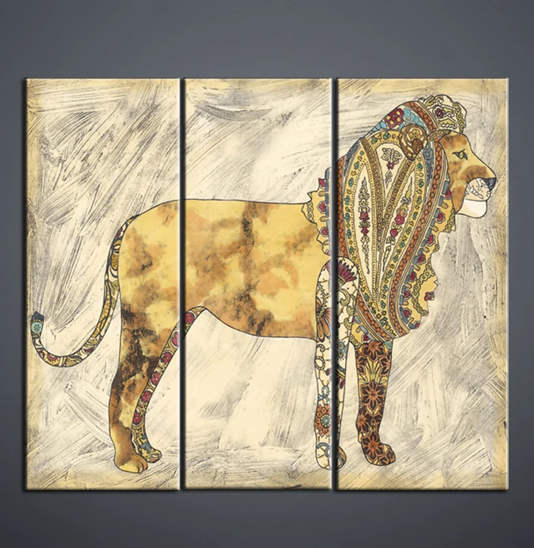 Wall art Living room decorative painting Animal Lion 3 combination