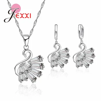 

Fashion Elegant 925 Sterling Silver Women Jewelry Sets Cute Necklaces Earrings Set for Wedding Bride Party