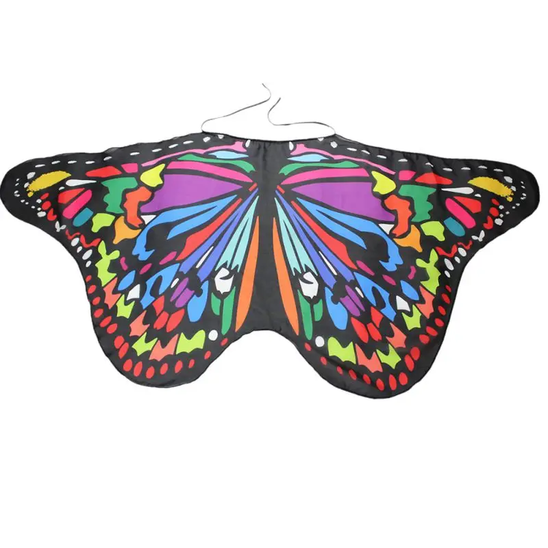 Home Butterfly Cloak with Shoulder Straps Gradient Color Butterfly Wings Design Shawl for Holiday Kids Decor Costume Accessories