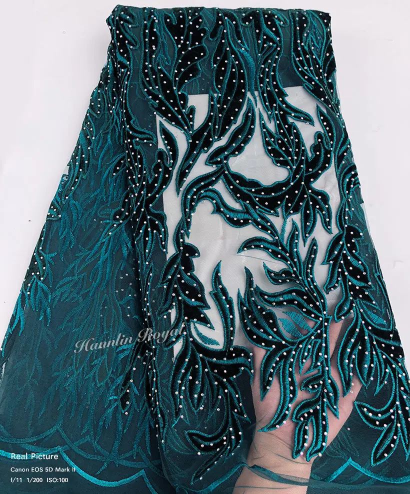 Мягкая бархатная вышивка с твердыми камнями французское кружево африканская