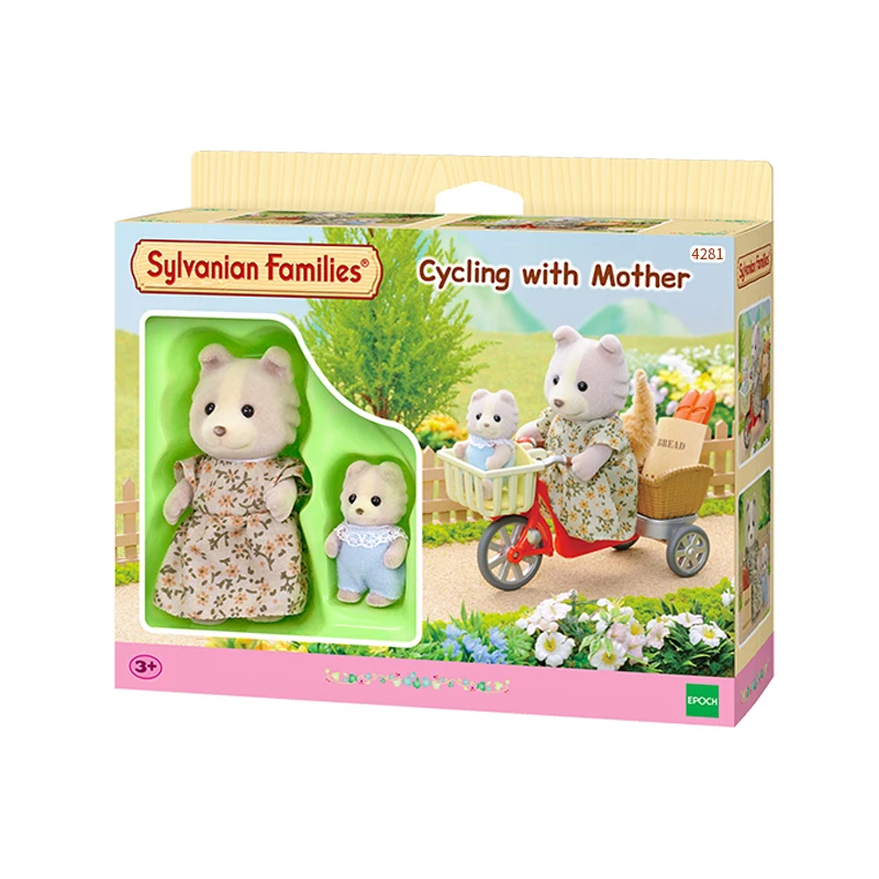 Sylvanian Families пушистый кукольный домик, игровой набор, игрушечные фигурки, собака, мама и ребенок, Набор велосипедов, подарок для девочки, Новинка