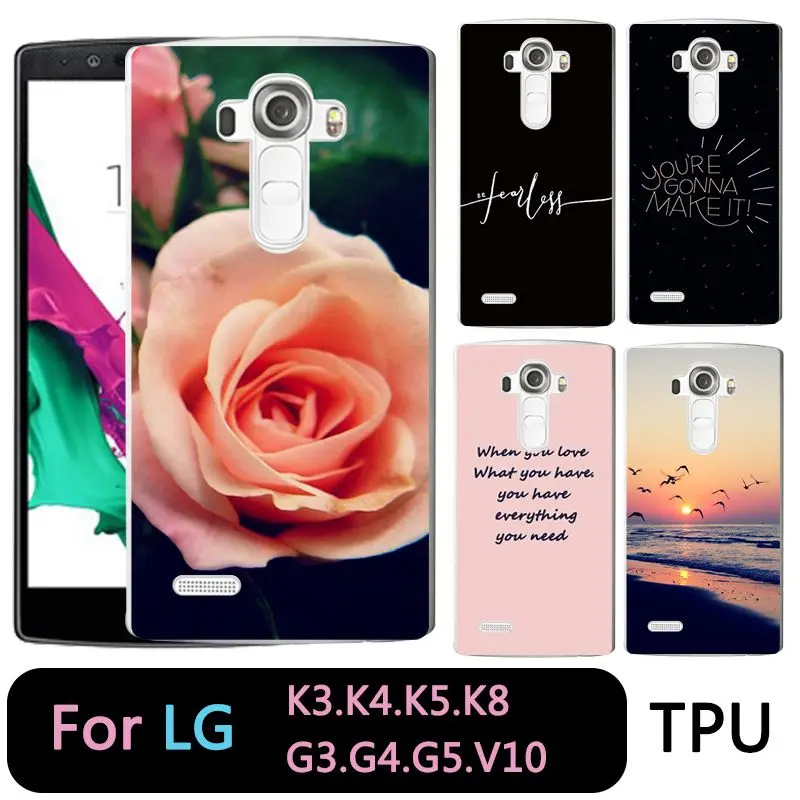 Qmswei ТПУ прозрачный телефон чехол для LG K3 K4 K5 K8 пейзаж Флора роспись Мягкие