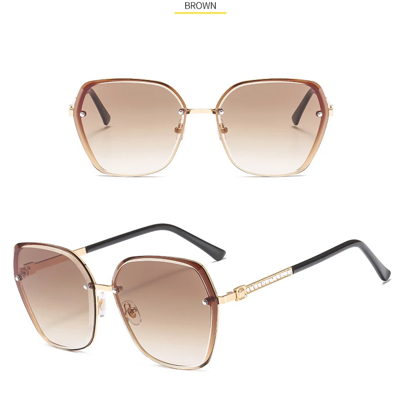 New Fashion Sunglasses Men Women Gradient Diamond Male Sun Glasses Retro Alloy Shade UV400 Gafas de sol - Цвет линз: 4